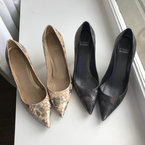 stuart weitzman snakeskin pumps